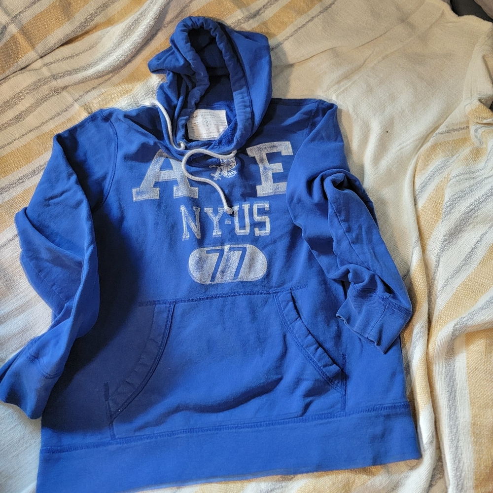 American eagle blue pullover hoodie mens large